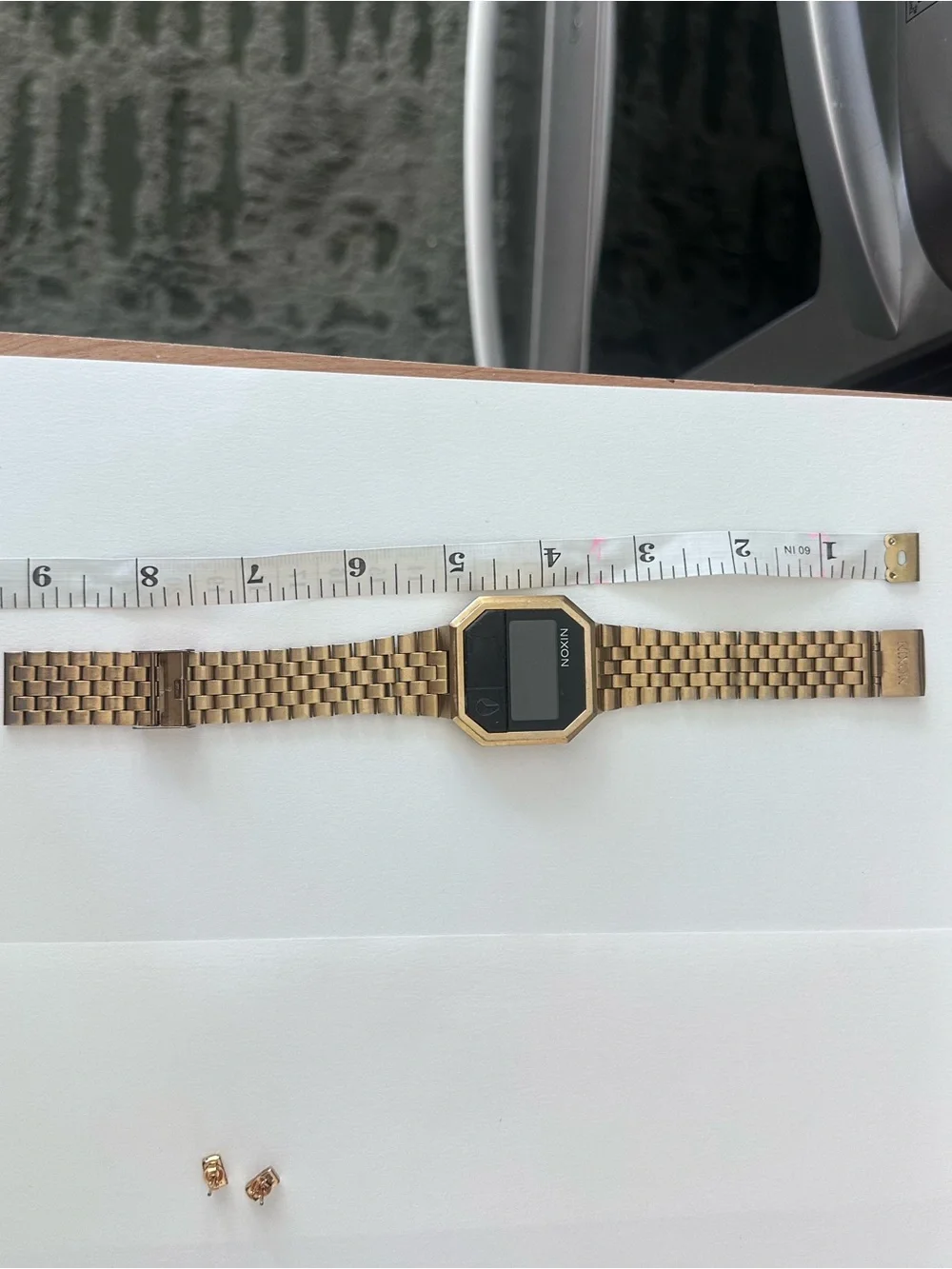 Nixon Gold-Tone Digital Octagon Bracelet Watch